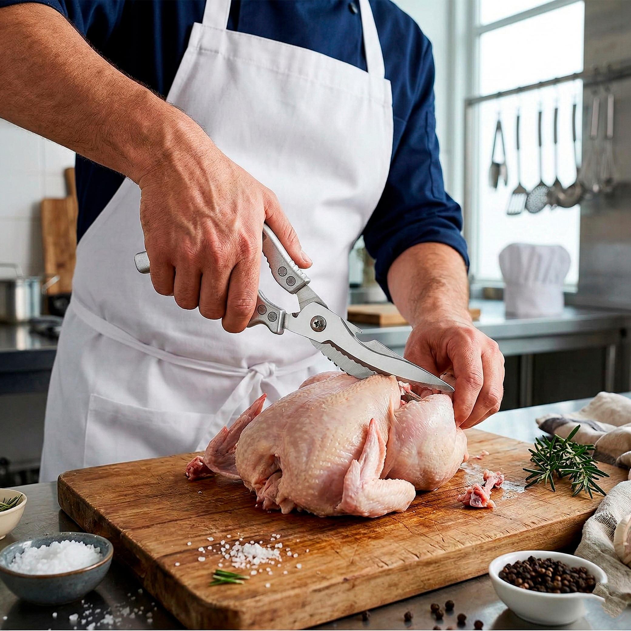 Tesoura de Cozinha Trinchar Desossar Frango Carne Aço Inox - Imagem 5