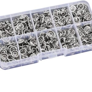 Botão de Metal Pressão 150 Peças Prateado Aço Inox