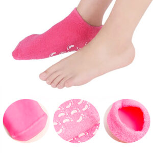 Par Meias Hidratante Gel Silicone Tratamento Suave Cor:Cinza