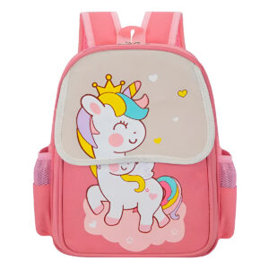 Mochila Infantil Escolar de Costas Divertida Aulas Passeio Modelo:Rosa e Branco