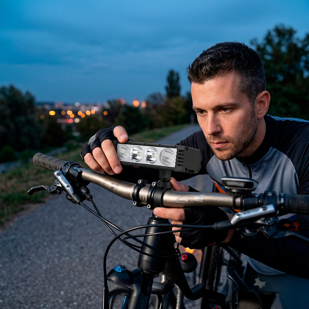 Farol LED Bicicleta Recarregável Iluminação Segurança - Imagem 3