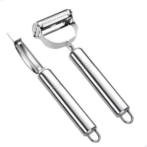 Kit 2 Utensílios Aço Inox Descascador Legumes Frutas