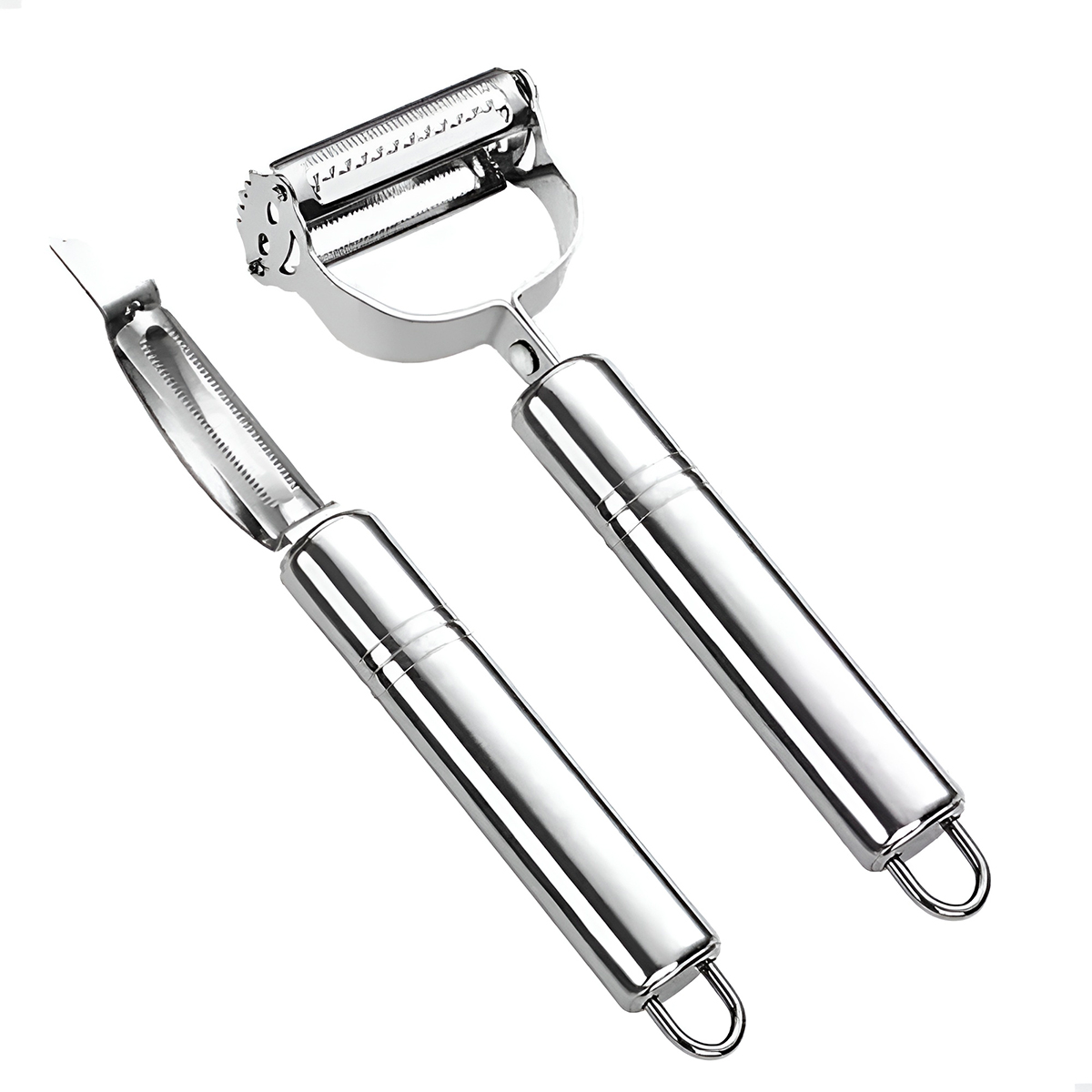 Kit 2 Utensílios Aço Inox Descascador Legumes Frutas