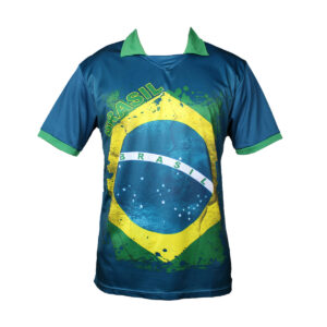 Camisa Polo Azul Bandeira Brasil Copa do Mundo Modelos:P