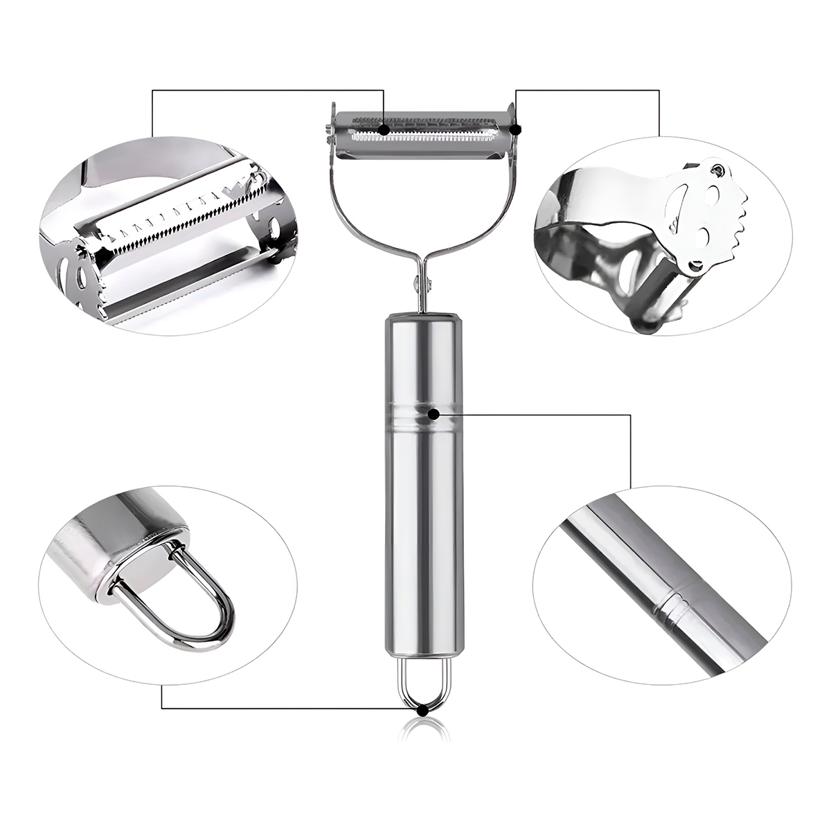 Kit 2 Utensílios Aço Inox Descascador Legumes Frutas - Imagem 2
