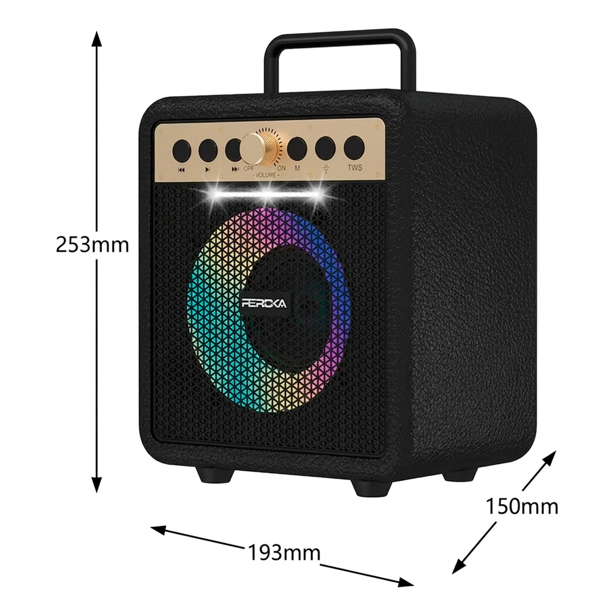 Caixa de Som Bluetooth 2 Microfones Karaokê Modelo:Bege - Imagem 3