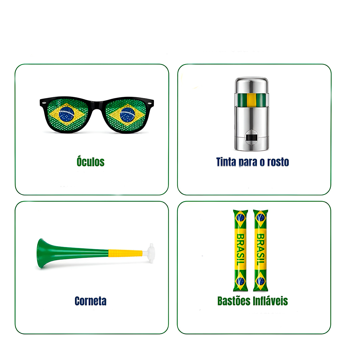 Kit Torcedor 12 Acessórios Comemoração Seleção Jogos - Imagem 4