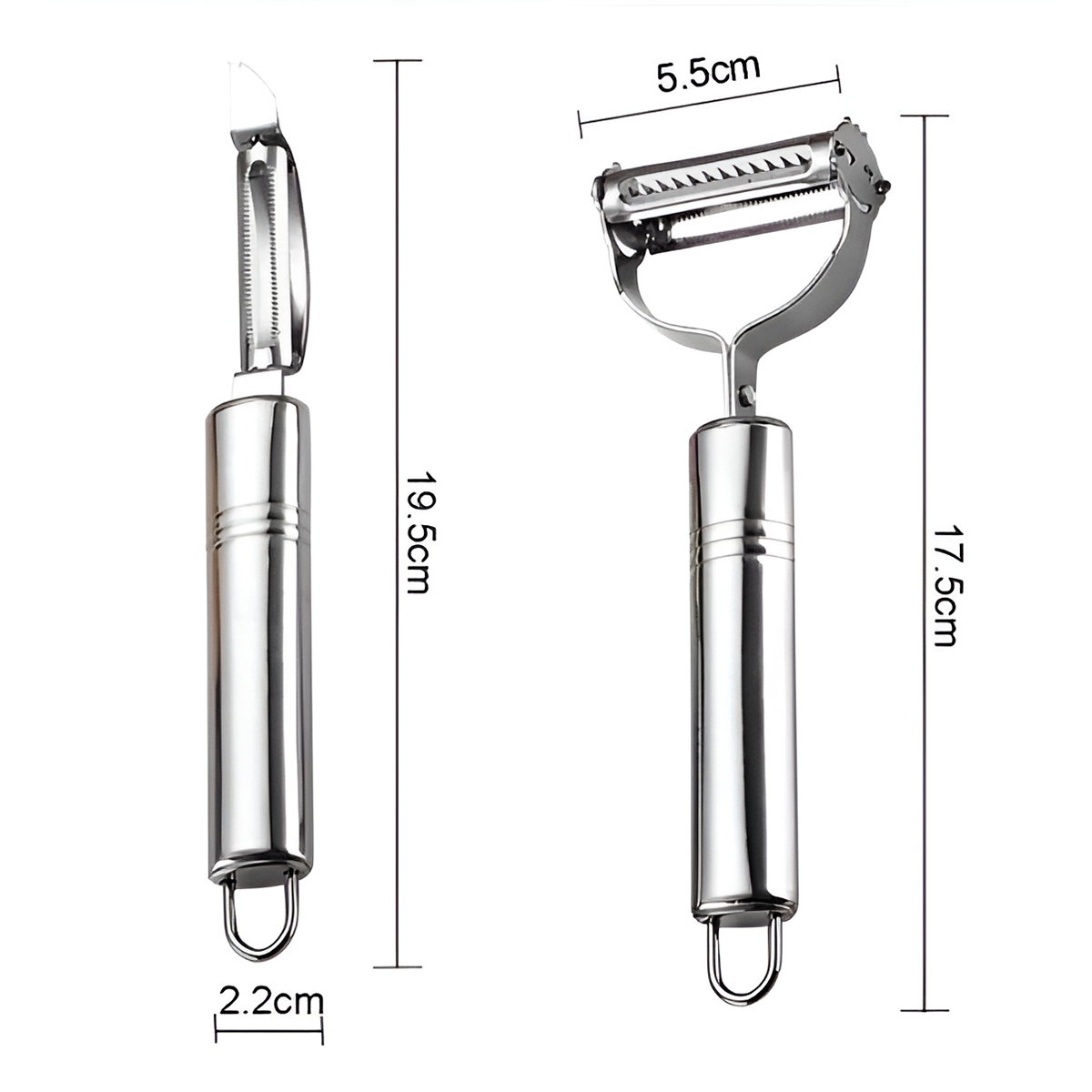 Kit 2 Utensílios Aço Inox Descascador Legumes Frutas - Imagem 4