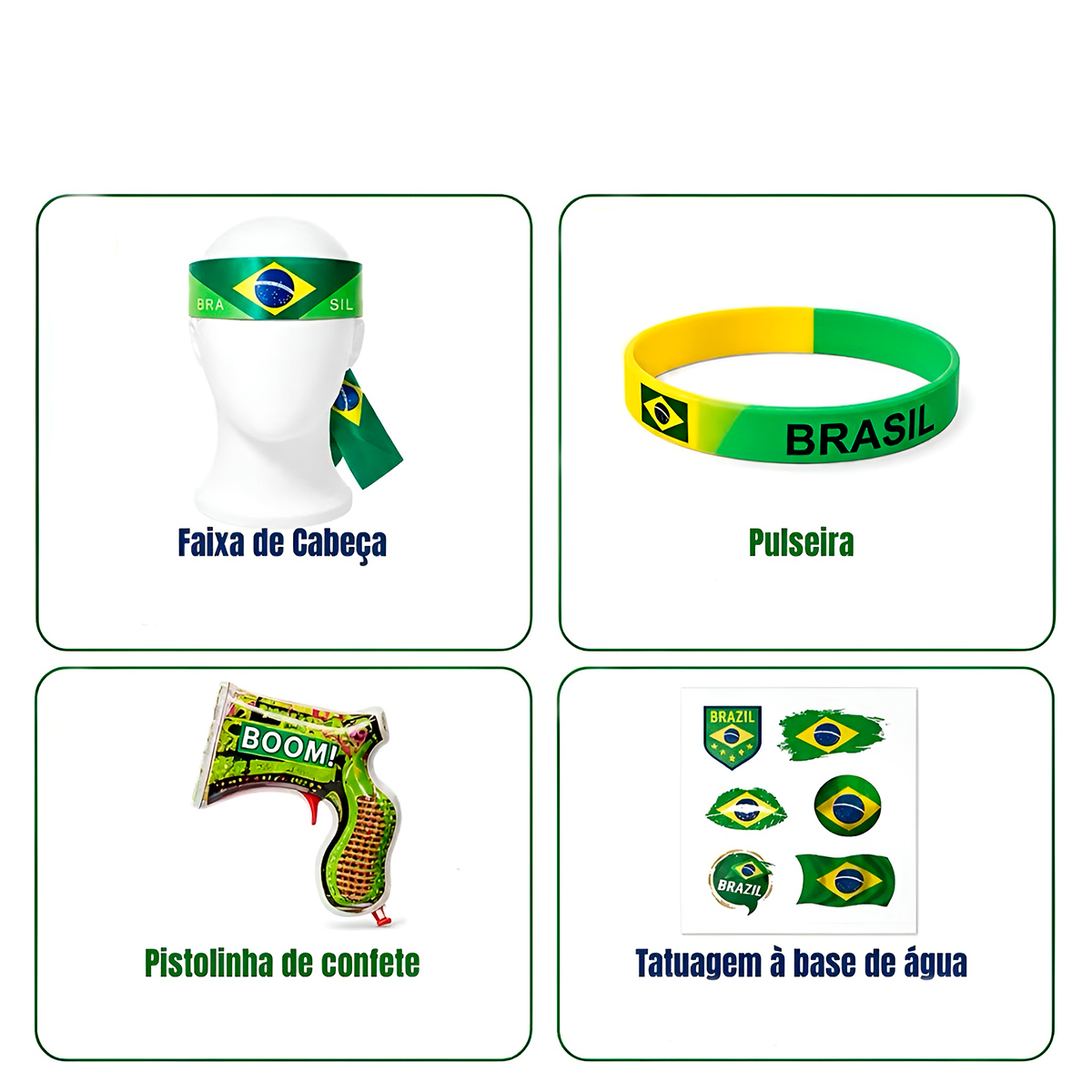 Kit Torcedor 12 Acessórios Comemoração Seleção Jogos - Imagem 5