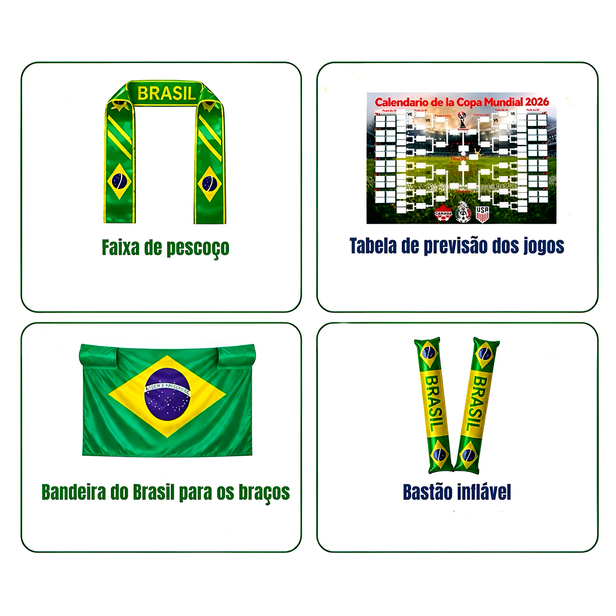 Kit Torcedor 12 Acessórios Comemoração Seleção Jogos - Imagem 6