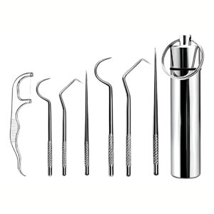 Conjunto 7 Peças Higiene Limpeza Bucal Limpeza Aço Inox