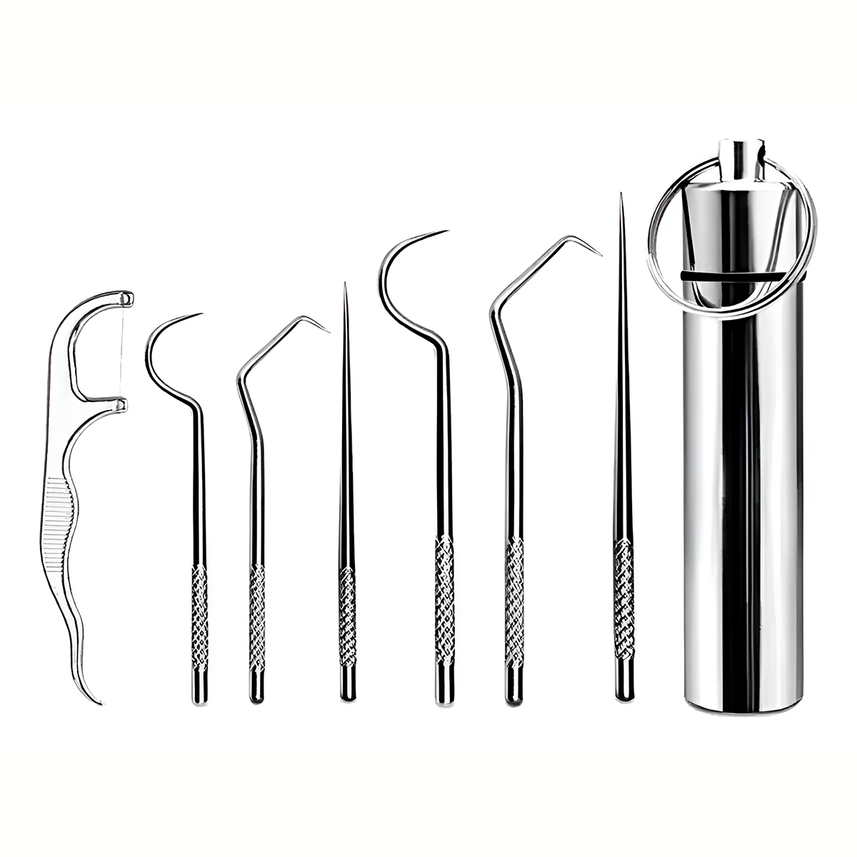 Conjunto 7 Peças Higiene Limpeza Bucal Limpeza Aço Inox