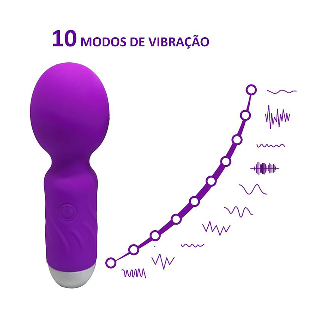 Mini Vibrador Varinha Mágica Recarregável USB Cor:Roxo - Imagem 2