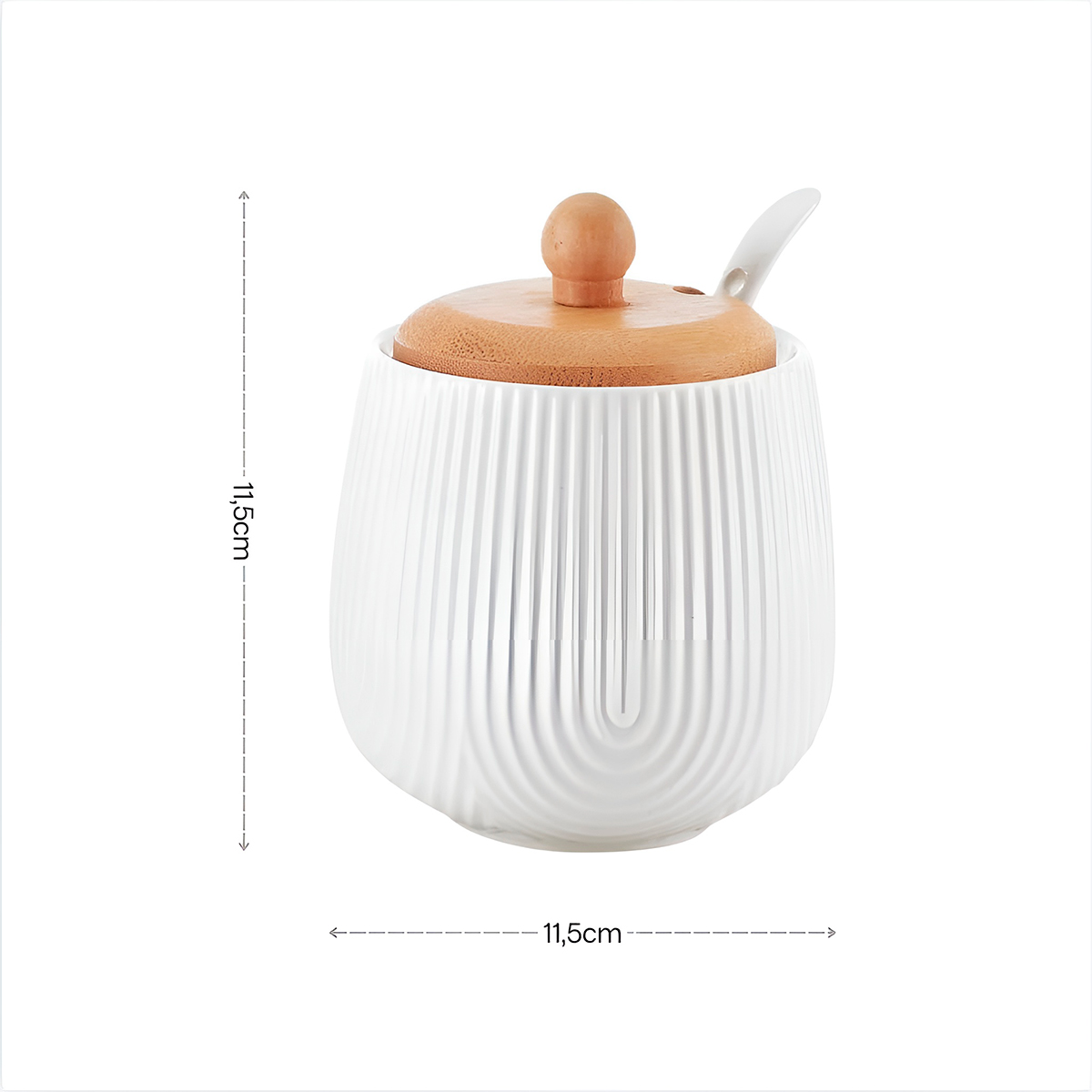 Açucareiro Colher Cerâmica Tampa Bambu Utensílios - Imagem 4