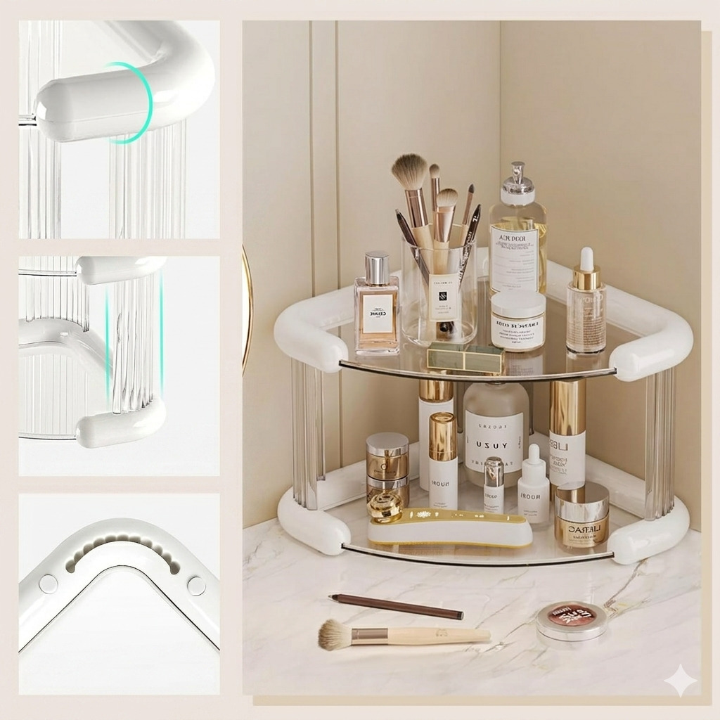 Organizador de Canto 2 Níveis Maquiagem Produtos Acrílico - Imagem 2