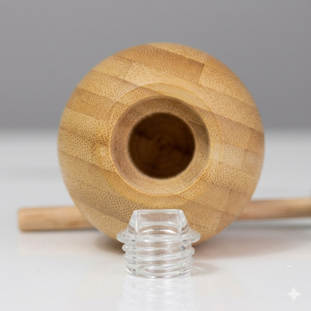 Conjunto Saleiro Pimenteiro Esférico Bambu Utensílio - Imagem 4