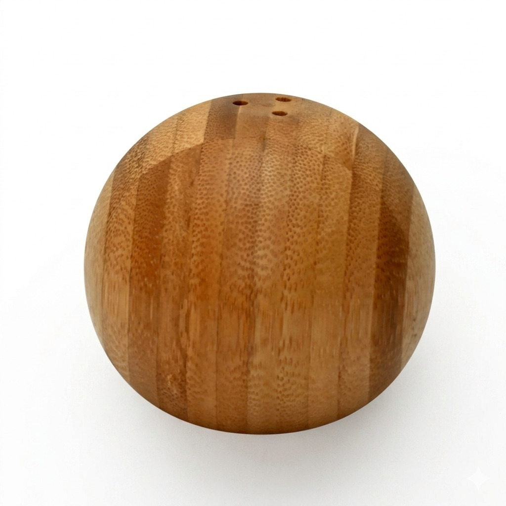 Conjunto Saleiro Pimenteiro Esférico Bambu Utensílio - Imagem 6