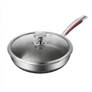 Frigideira Aço Inox 30cm com Tampa Antiaderente Panela