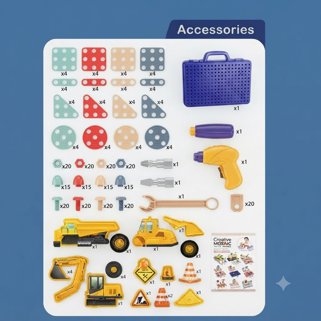 Brinquedo Educativo Montagem Ferramentas Plástico 334 Peças - Imagem 4