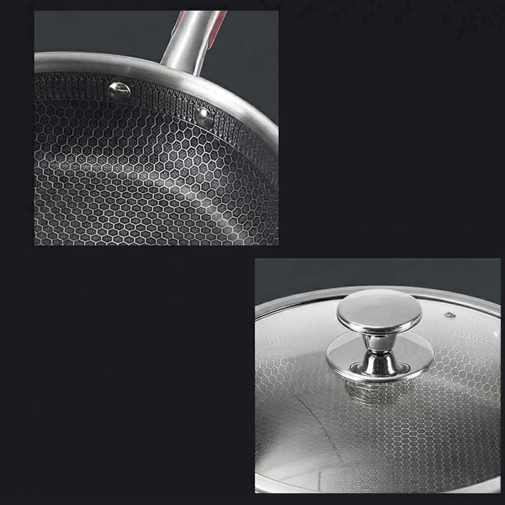 Frigideira Aço Inox 30cm com Tampa Antiaderente Panela - Imagem 5