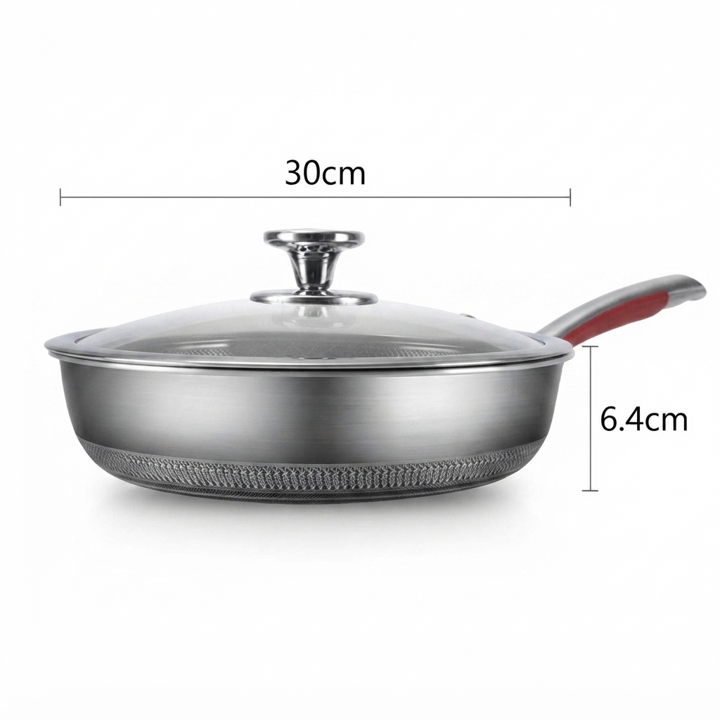 Frigideira Aço Inox 30cm com Tampa Antiaderente Panela - Imagem 6
