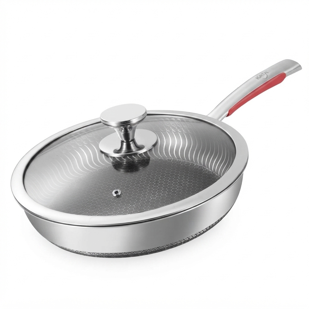 Frigideira Aço Inox 30cm com Tampa Antiaderente Panela - Imagem 8