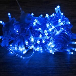 Pisca Pisca 100 LEDs 8 Funções Fio Transparente Decoração Cor:Azul
